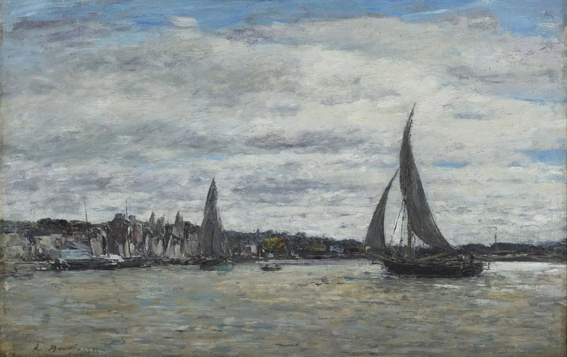 Utsikt over Trouville-bassenget - Eugène Boudin
