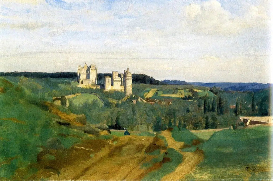 Utsikt over Pierrefonds-slottet - Jean-Baptiste Camille Corot
