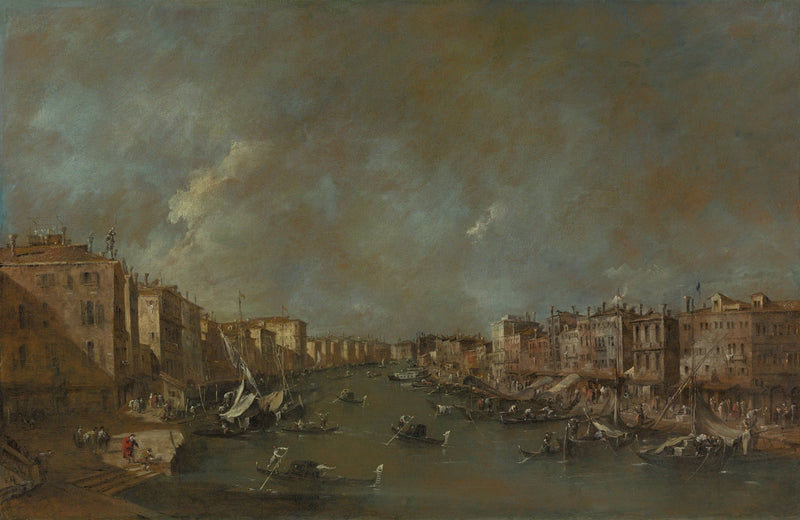 Utsikt over Grand Canal fra Rialto-broen - Francesco Guardi