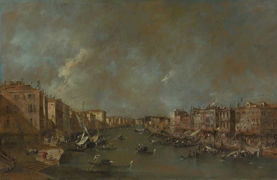 Utsikt over Grand Canal fra Rialto-broen - Francesco Guardi