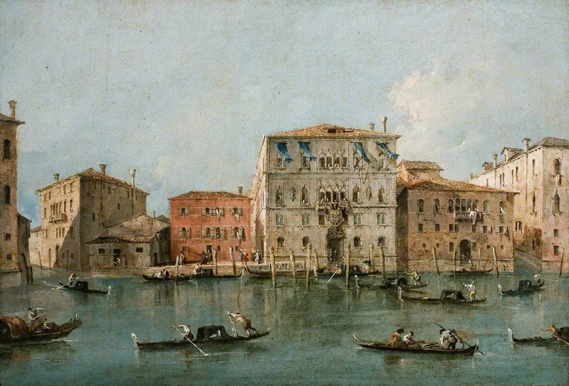 Utsikt over Palazzo Loredan dell'Ambasciatore ved Grand Canal, Venezia - Francesco Guardi