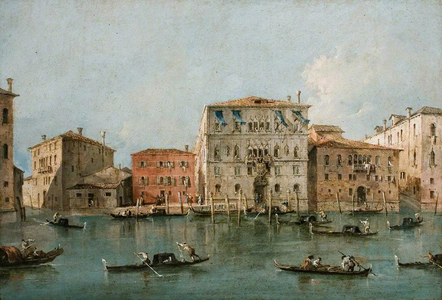 Utsikt over Palazzo Loredan dell'Ambasciatore ved Grand Canal, Venezia - Francesco Guardi