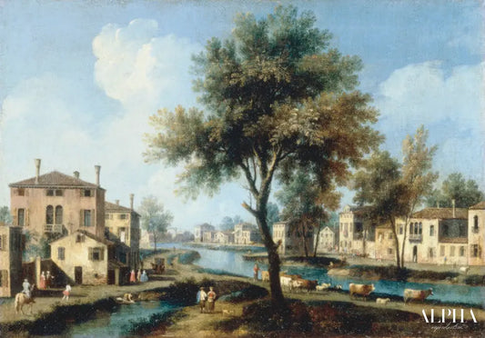 Vue d'un village sur la Brenta - Giovanni Antonio Canal - Reproductions de tableaux et peintures haut de gamme