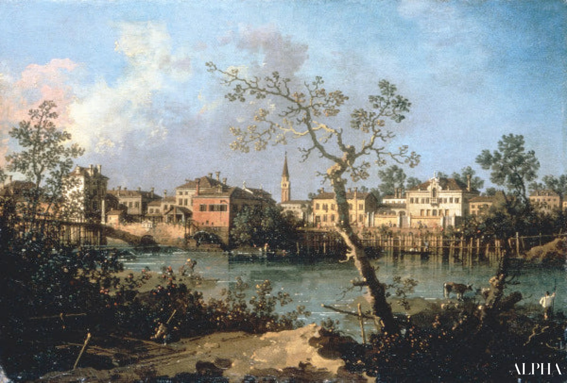 Vue d’une rivière, vers 1754 - Giovanni Antonio Canal - Reproductions de tableaux et peintures haut de gamme