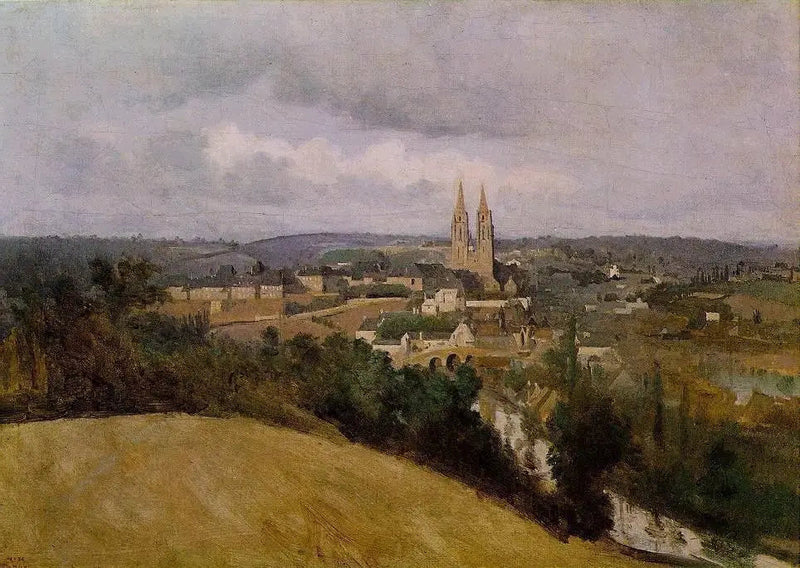 Oversiktsbilde av byen Saint-Lô - Jean-Baptiste Camille Corot