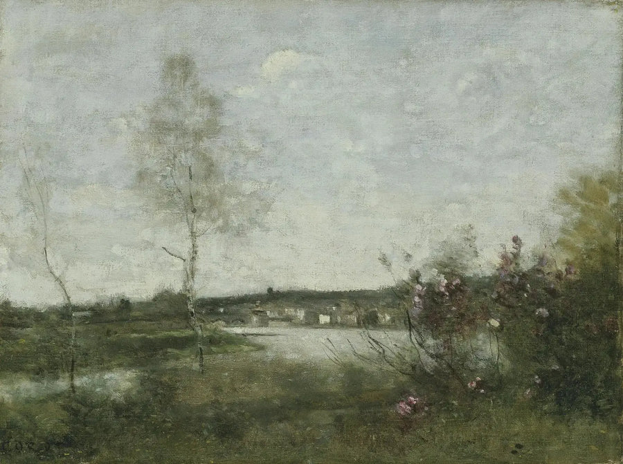 Fjernsynsutsikt over Corbeil, morgen - Jean-Baptiste Camille Corot