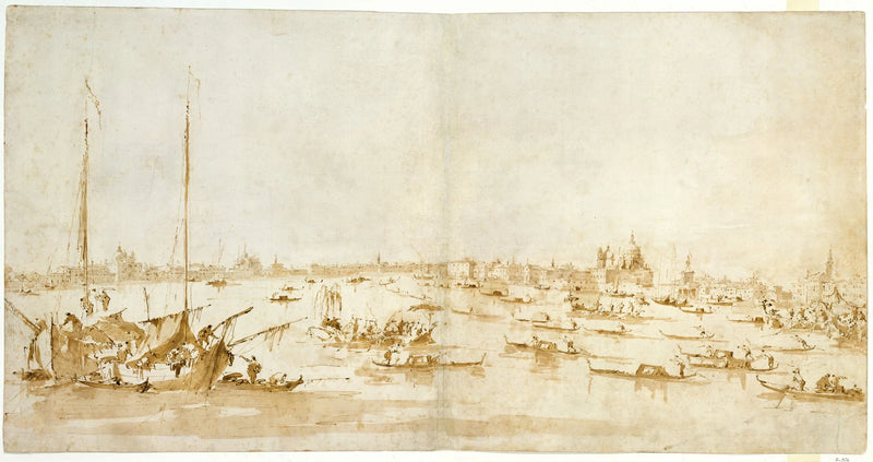 Panoramautsikt over Bacino di San Marco, med utsikt mot kanalen Giudecca - Francesco Guardi