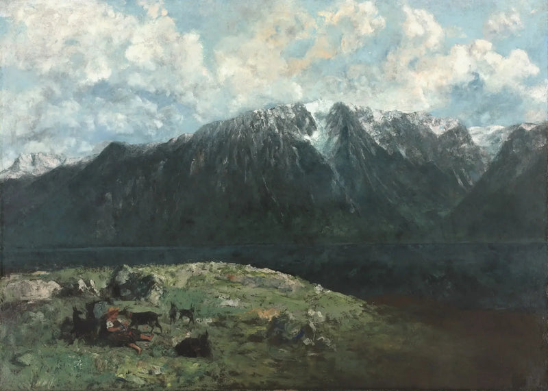 Panoramautsikt over Alpene, Dents du Midi - Gustave Courbet