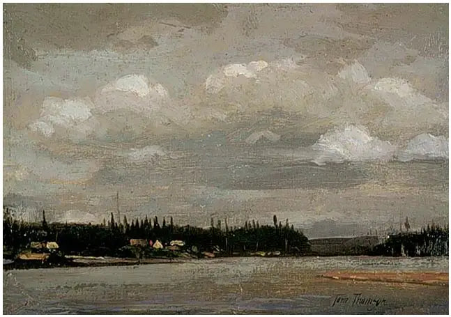 Utsikt over en innsjø: kyst med hus - Tom Thomson

Source:
Vue sur un lac : rivage avec maisons - Tom Thomson