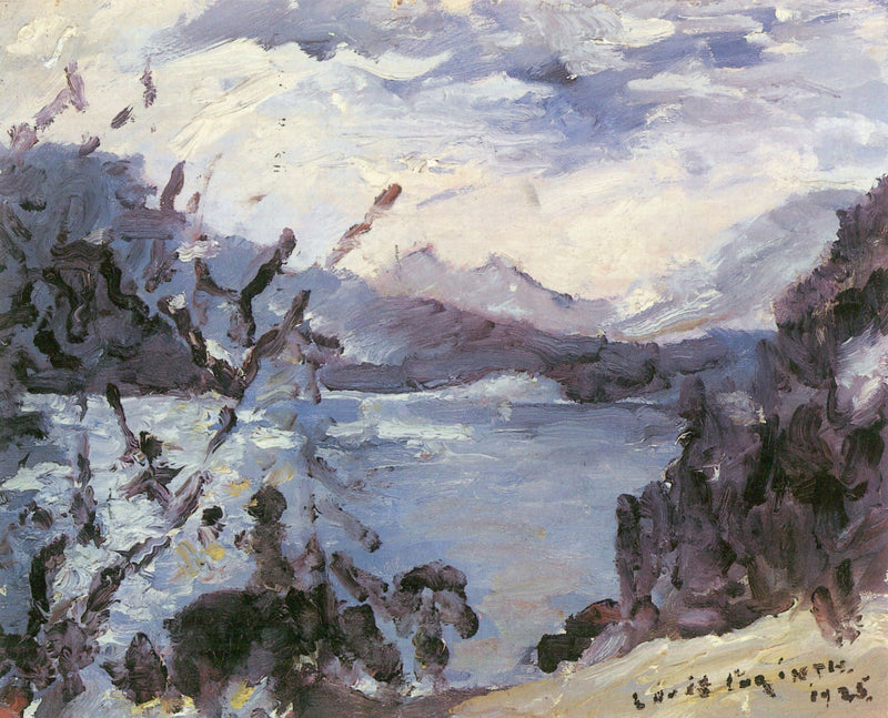 Walchensee mit Bergkette und Uferhang - Lovis Corinth