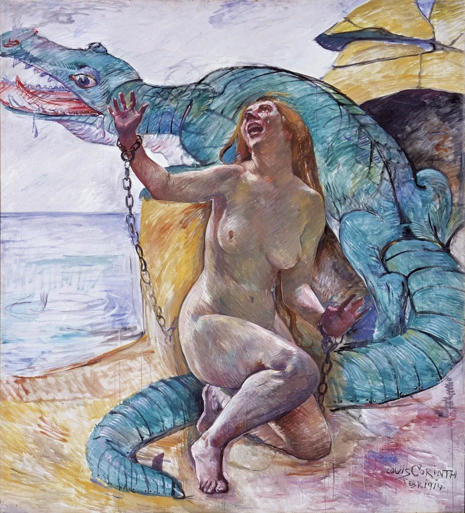 Wandschmuck der Villa Katzenellenbogen: Angelica mit Drachen - Lovis Corinth image 1 copie de tableau peinte à la main