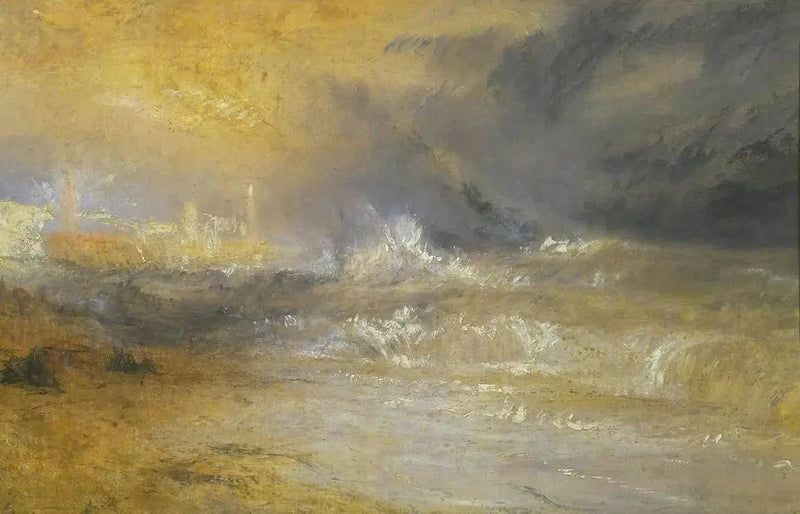 Bølger som bryter på en le-side ved Margate (Studie for 'Rockets and Blue Lights') - J. M. W. Turner