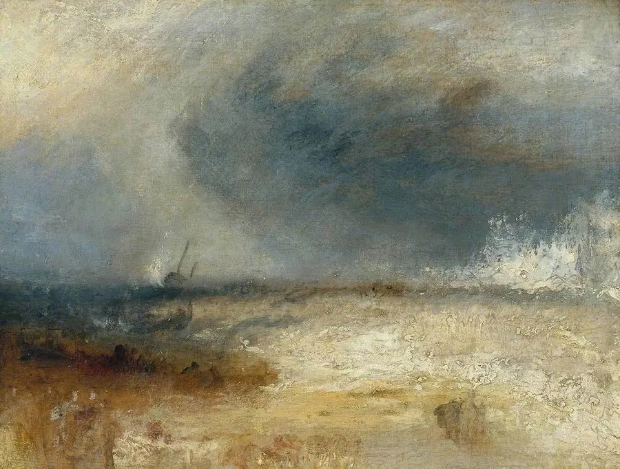 Bølger som bryter mot en kyst - J. M. W. Turner