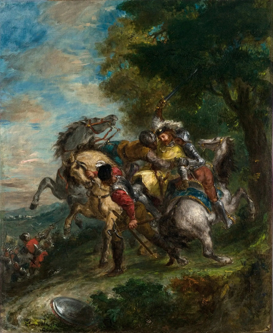 Weislingen fanget av Götz' menn - Eugène Delacroix