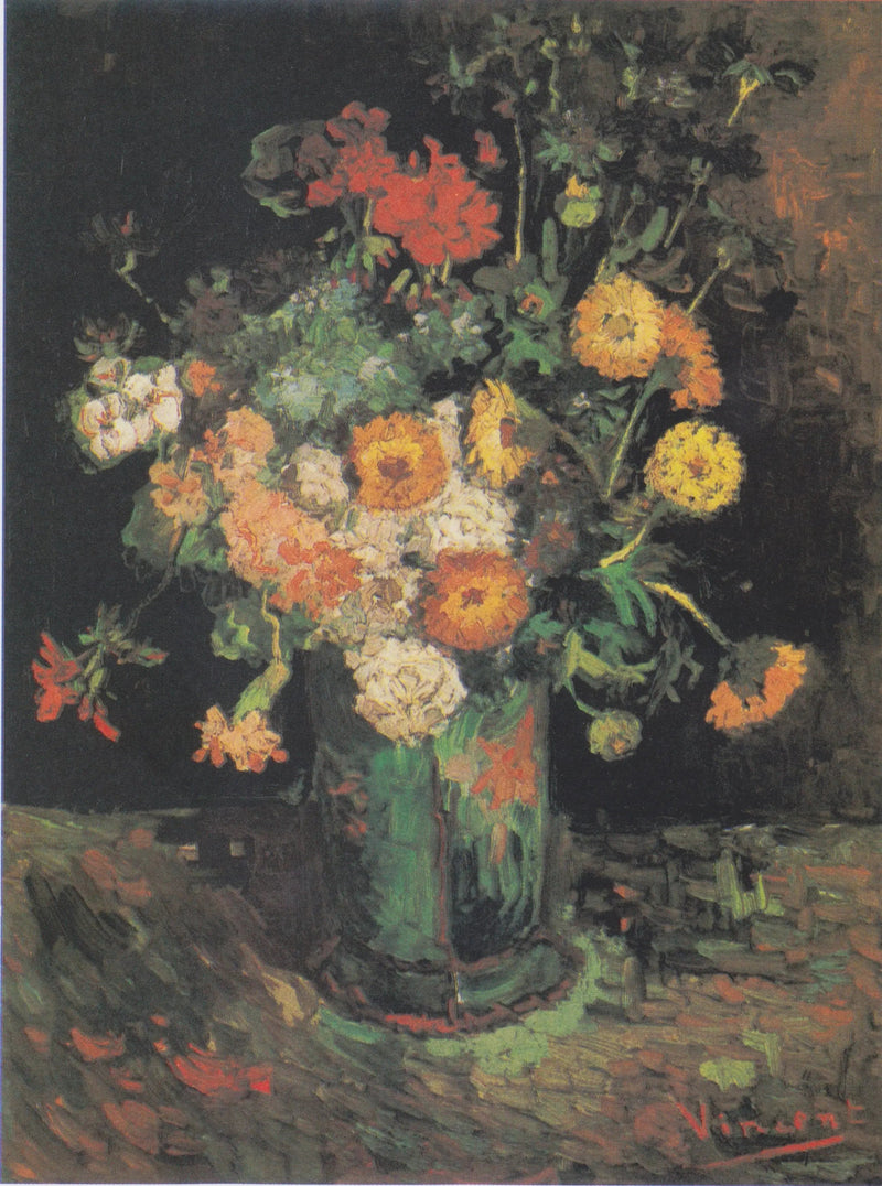 Zinniaer og geranier i en vase - Vincent van Gogh